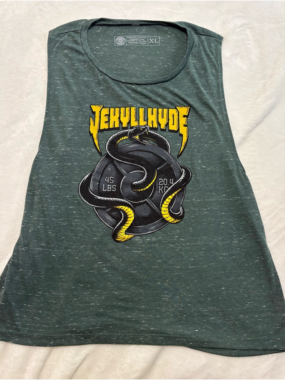 Women’s Gym Lifting Muscle Tee by Jekyllhyde Apparel, green snake, XL